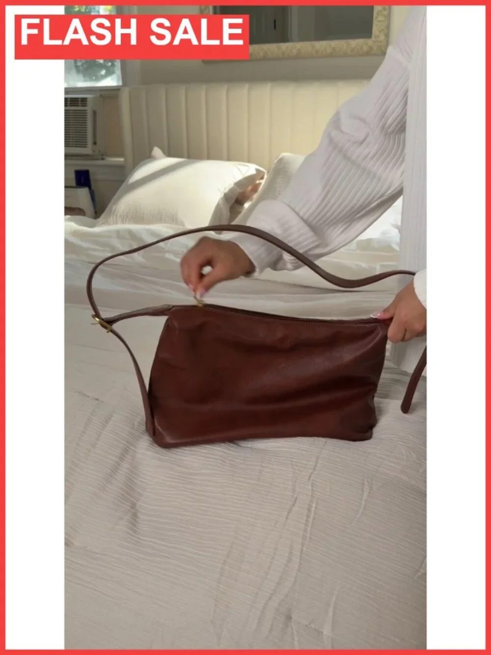 Slouchy Vintage Vegan Leather Hobo Shoulder Bag